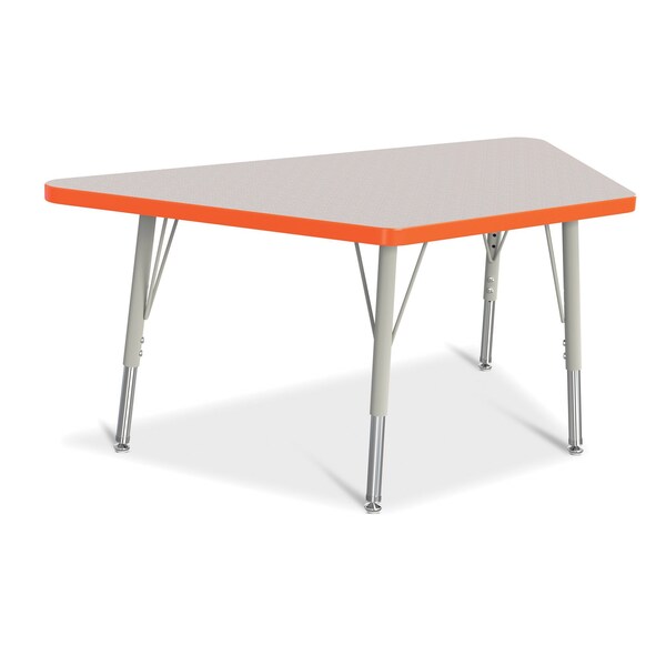 Jonti-Craft Berries Trapezoid Activity Tables, 24 in. x 48 in., E-height, Freckled Gray/Orange/Gray 6438JCE114 - main